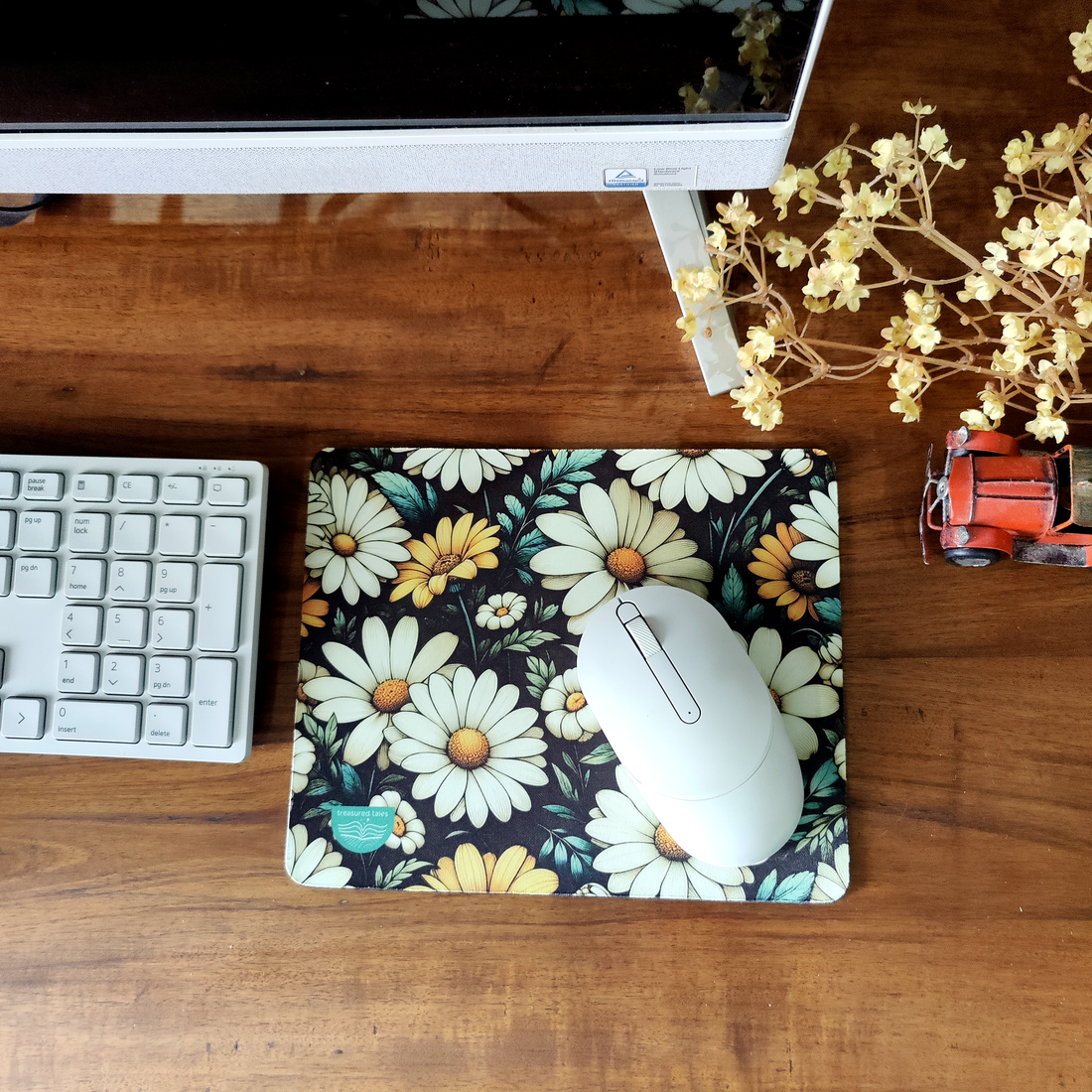 Daisy Floral Mouse Pad Non-Slip Gaming Mouse Mat