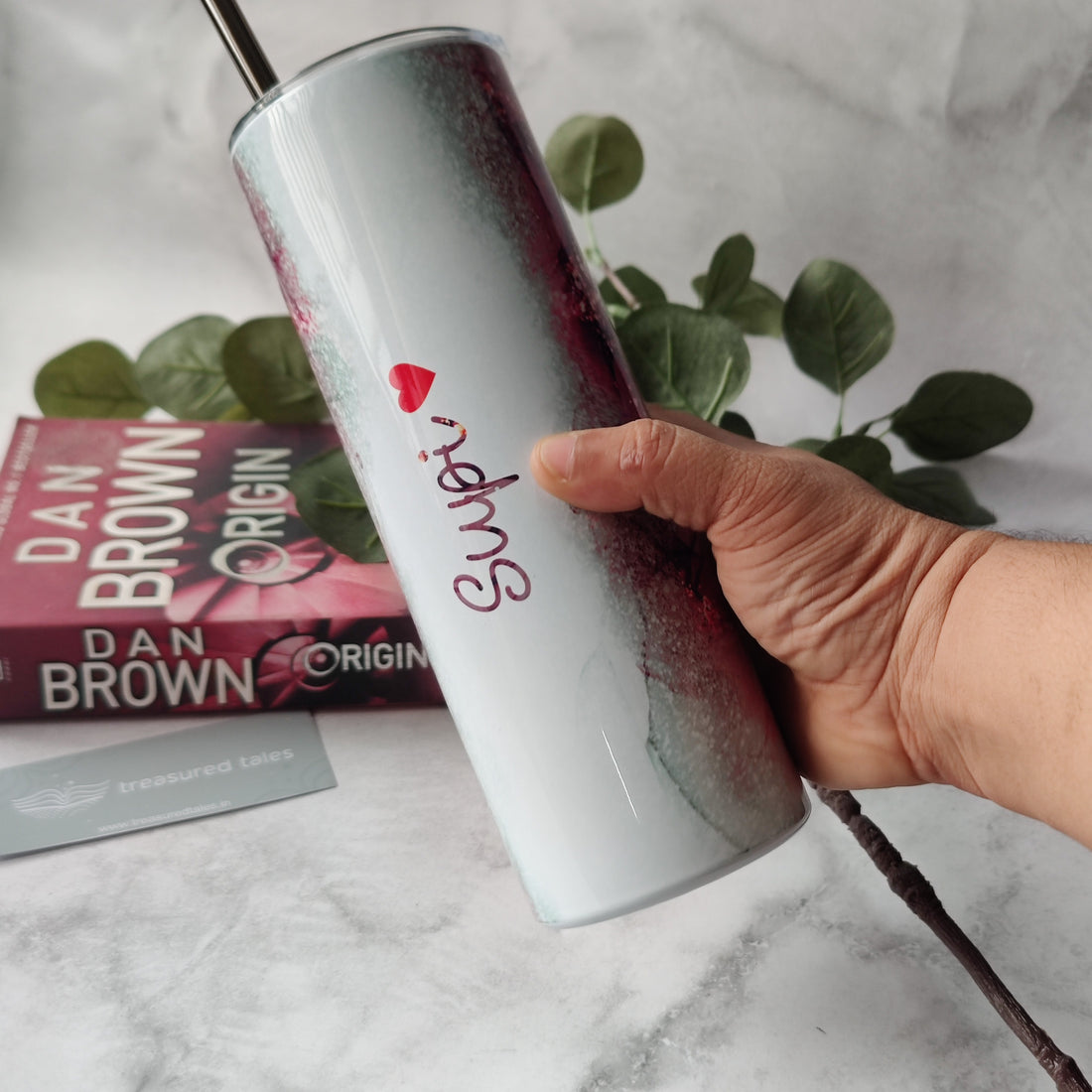 Marble Pattern Tumbler With Name - 600ml