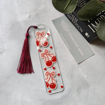 Red Cherry with Bow Acrylic Bookmark