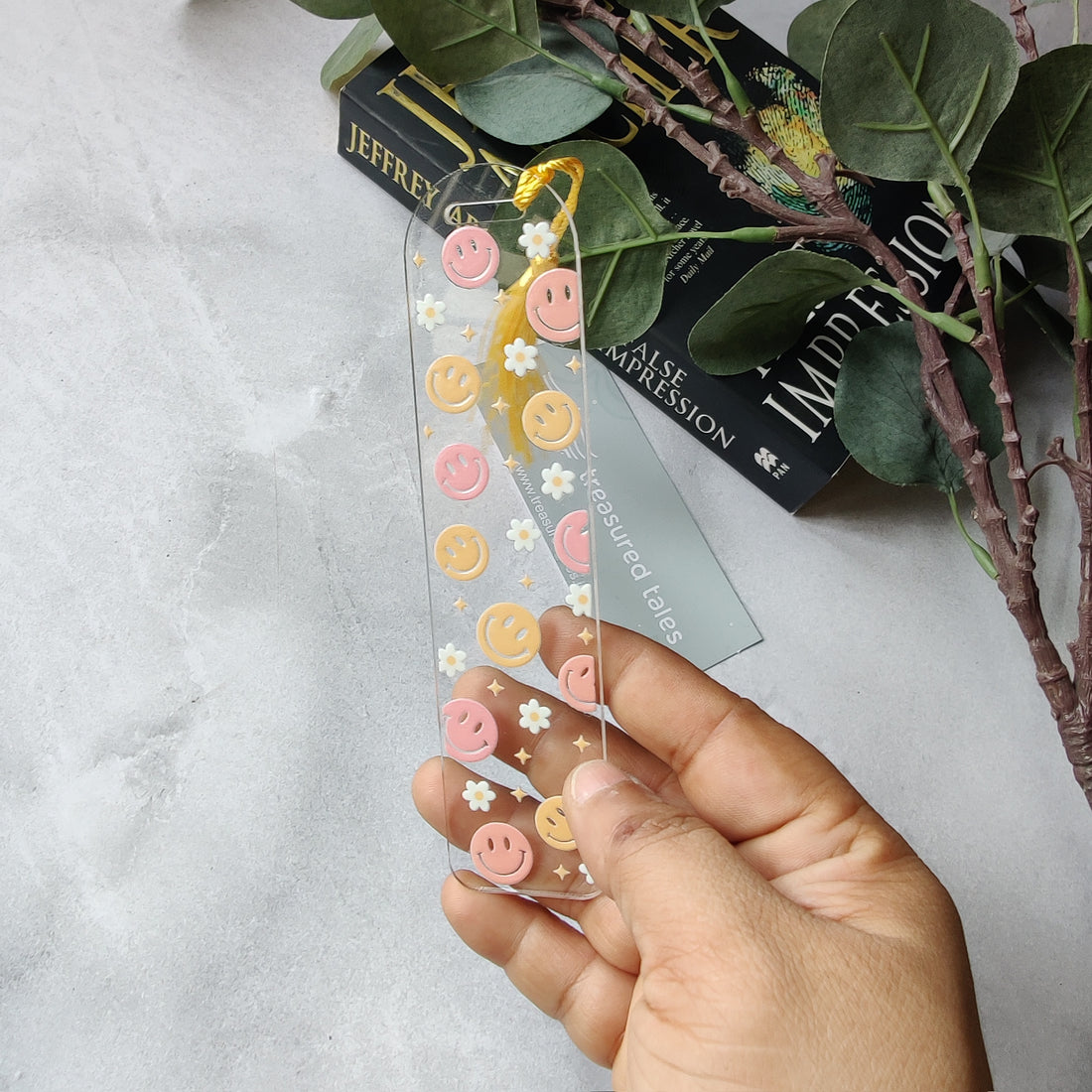 Smiley with Daisy Flower Acrylic Bookmark