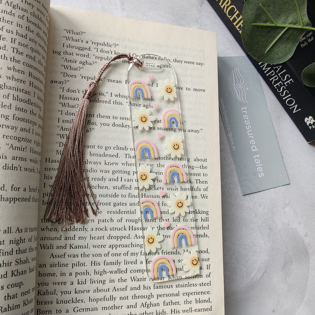 Rainbow with Daisy Flower Acrylic Bookmark