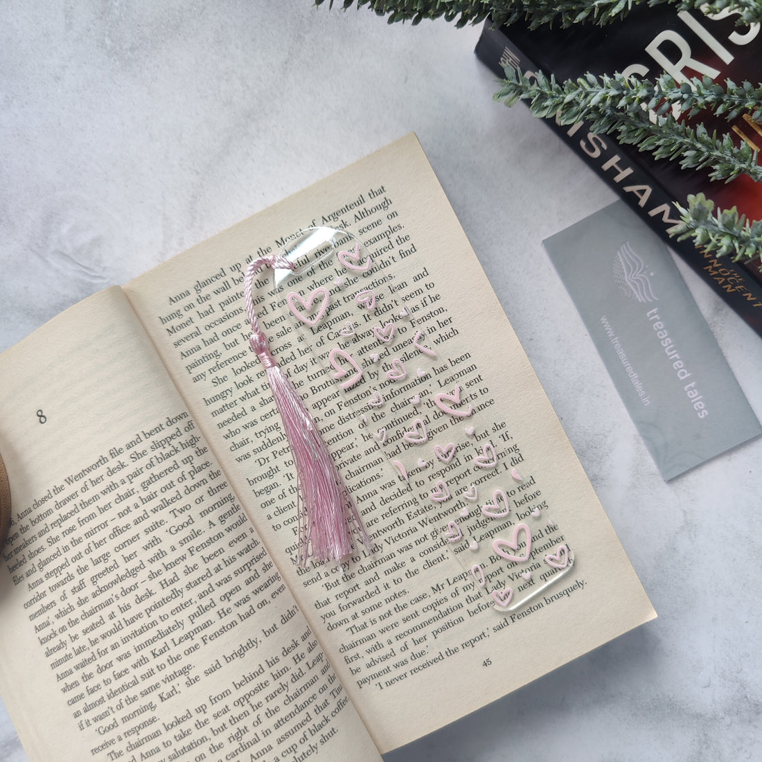 Pink Heart Acrylic Bookmark