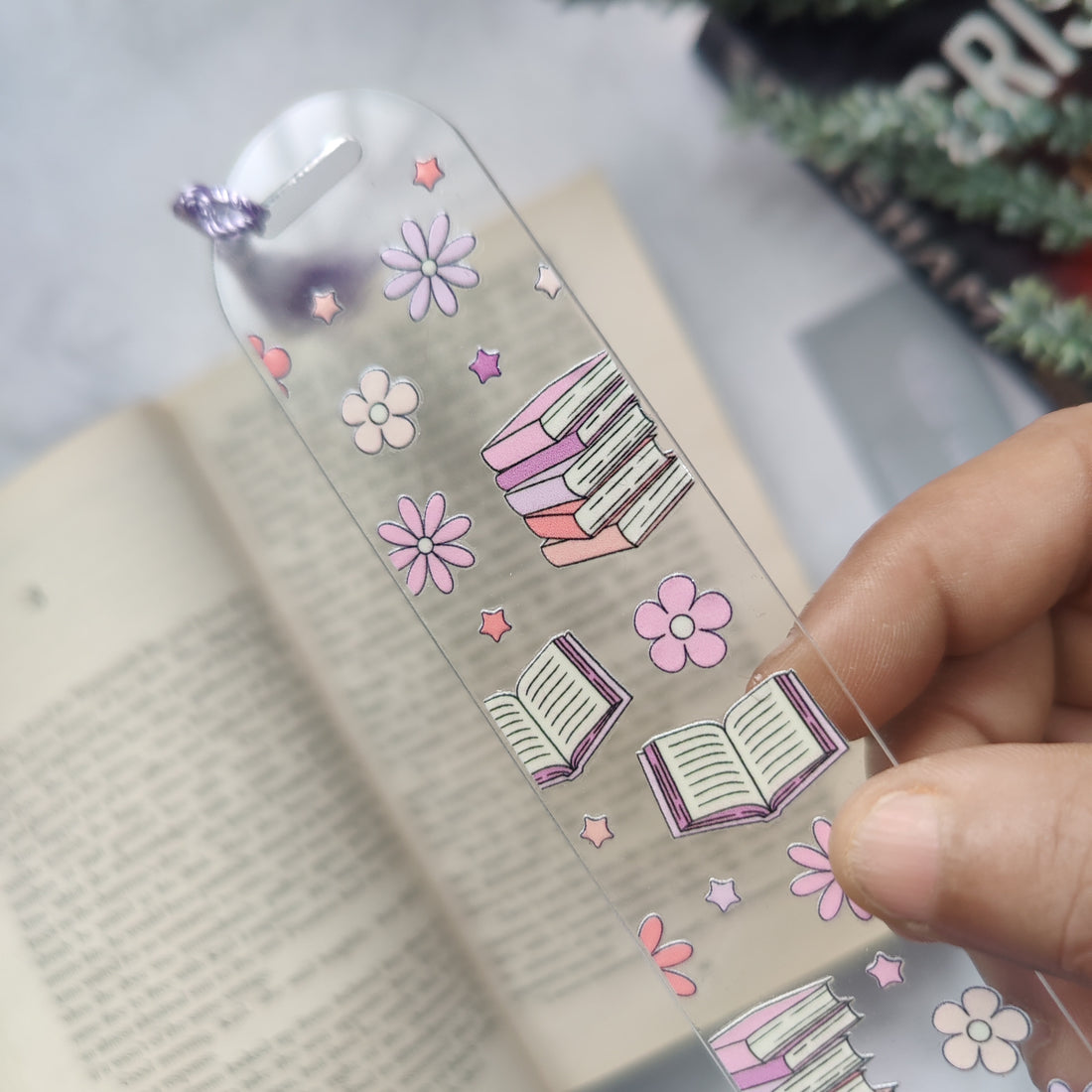 Purple Books Acrylic Bookmark