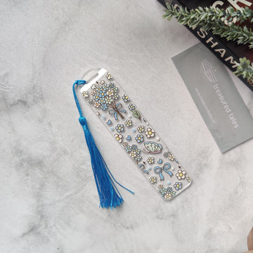 Blue Wild Flowers Acrylic Bookmark