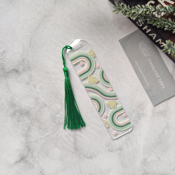 Green Boho Waves Acrylic Bookmark