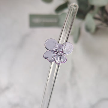 Reusable Clear Glass Straw with Purple Bow, Vibrant and Adorable Bow Straw – Ideal for Smoothies, Milkshakes, Juices, Teas, Parties, and Gift-Giving
