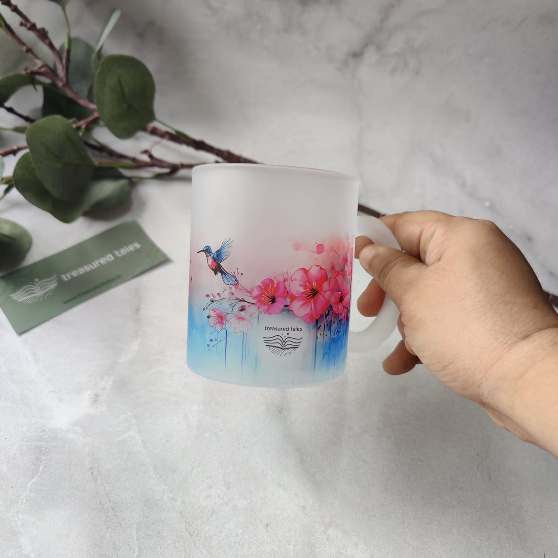 Hummingbird Frosted Glass Mug