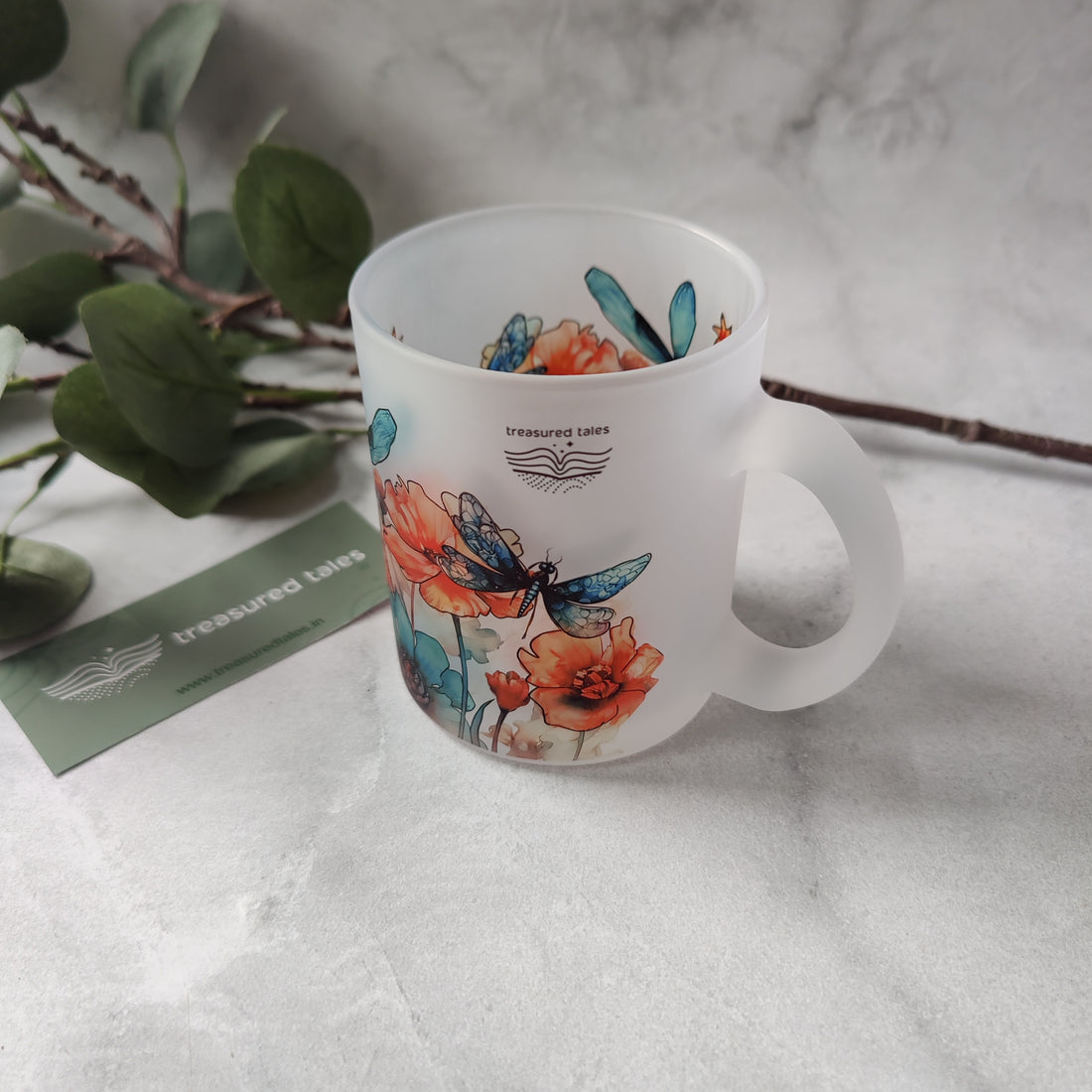 Dragonfly  Frosted Glass Mug
