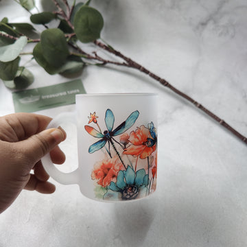 Dragonfly Frosted Glass Mug