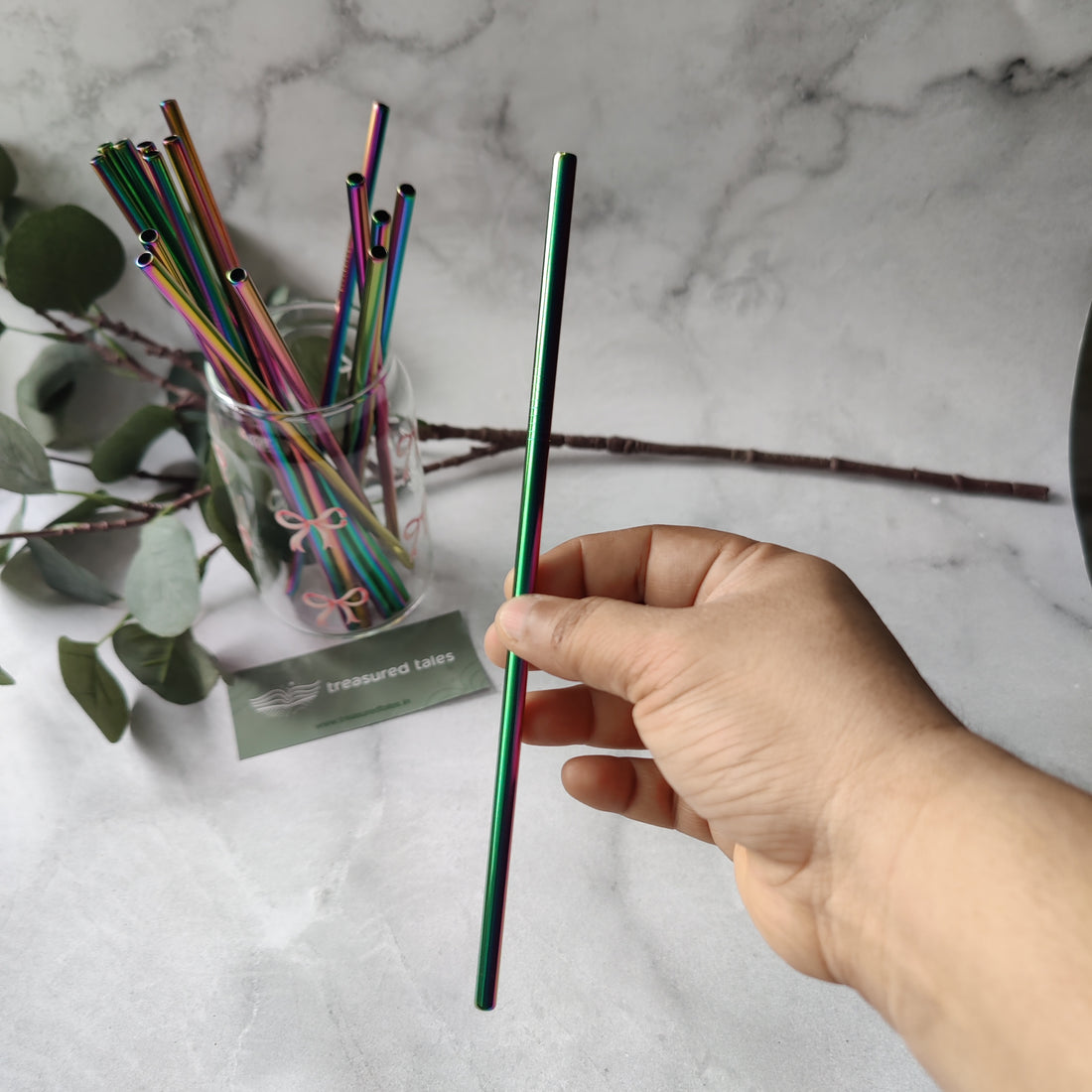 Reusable Rainbow Coloured Stainless Steel Straw, Vibrant and Adorable – Ideal for Smoothies, Milkshakes, Juices, Teas, Parties, and Gift-Giving