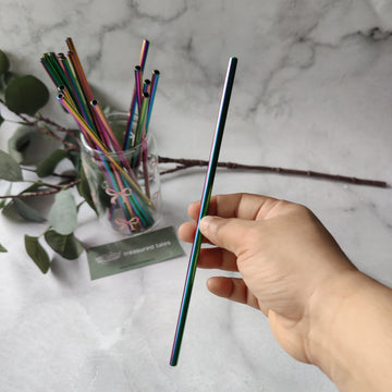 Reusable Rainbow Coloured Stainless Steel Straw, Vibrant and Adorable – Ideal for Smoothies, Milkshakes, Juices, Teas, Parties, and Gift-Giving