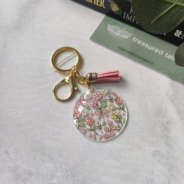 Pink Wild Flowers Acrylic Keychain