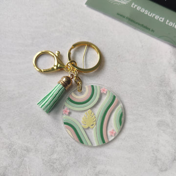 Tropical Retro Waves Acrylic Keychain