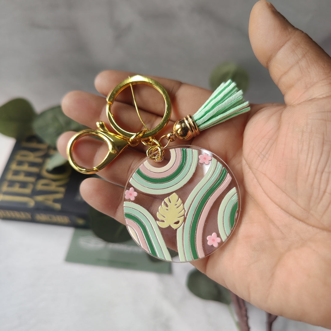 Tropical Retro Waves Acrylic Keychain