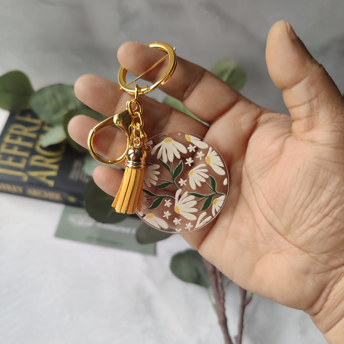 Daisy Flower Acrylic Keychain