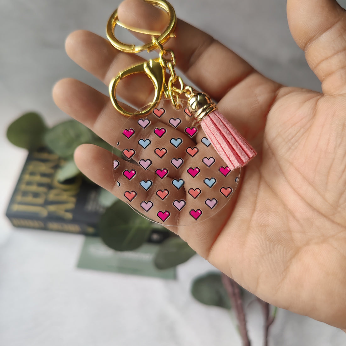 Pixel Heart Acrylic Keychain
