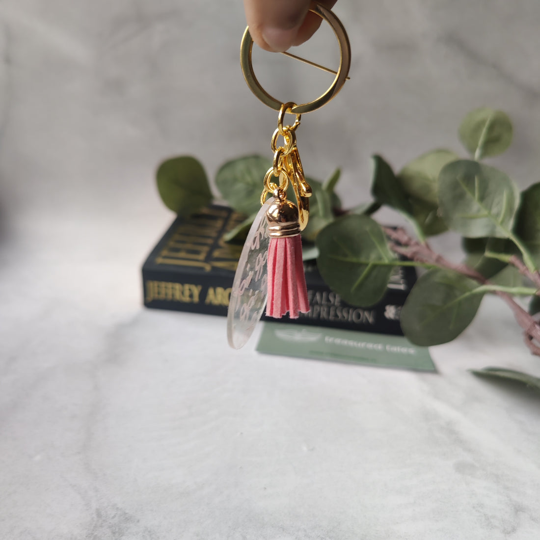 Pink Bow and Daisy Flowers Acrylic Keychain