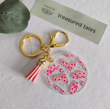 Pink Cow Girl Acrylic Keychain