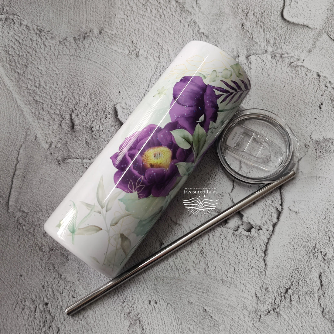 Personalised Floral Tumbler With Name - 600ml