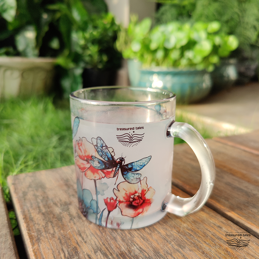 Dragonfly Clear Glass Mug