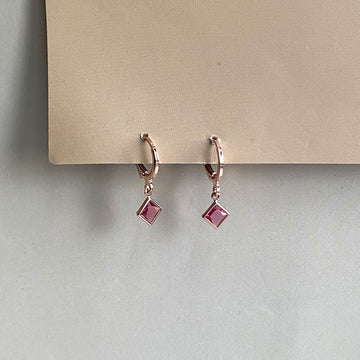 Mini Pink Diamond Drop Earrings - RoseGold