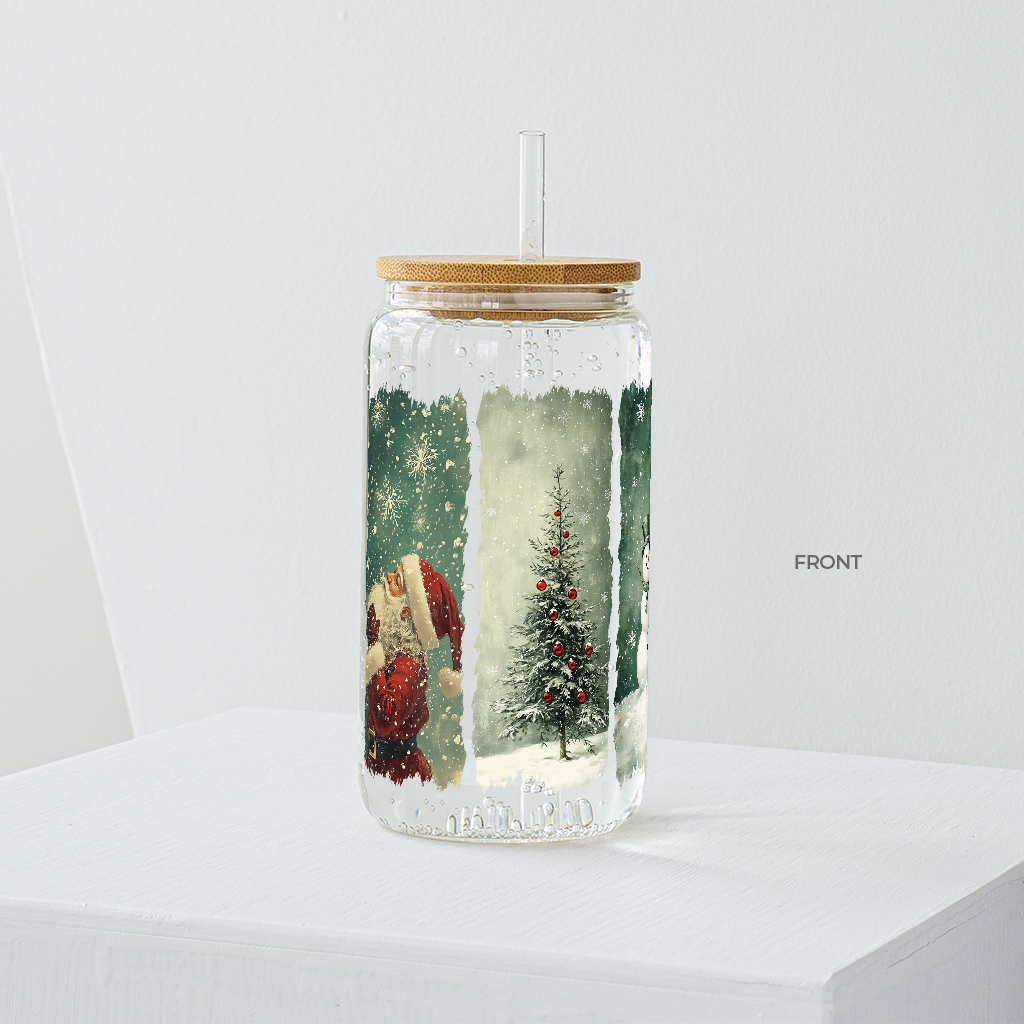 4 Panel Christmas Glass Tumbler - Clear 540 ml