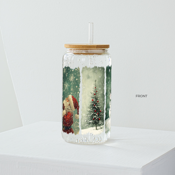 4 Panel Christmas Glass Tumbler - Clear 540 ml