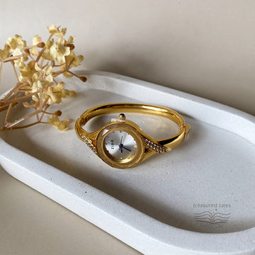 Mira Gold Crystal Bangle Watch – Jewellery Style Bracelet Watch