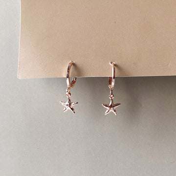 Mini Starfish Drop Earrings - RoseGold (Anti-Tarnish)
