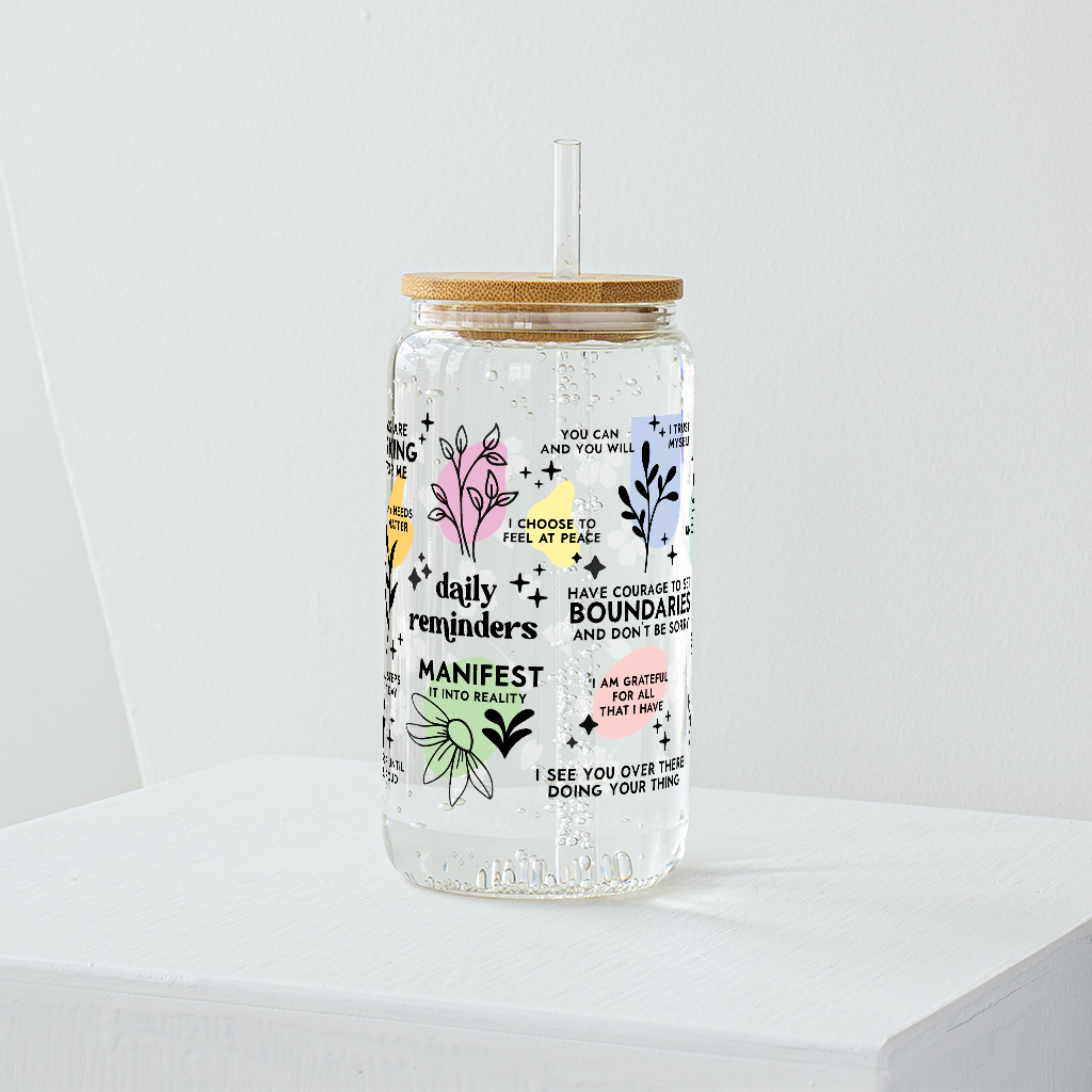 Colourful Daily Reminders Glass Tumbler - Clear 540 ml