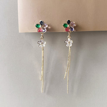 Twin Bloom Drop Earrings - Gold (Anti-Tarnish)