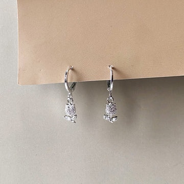 Crystal Rose Drop Earrings - Silver (Anti-Tarnish)