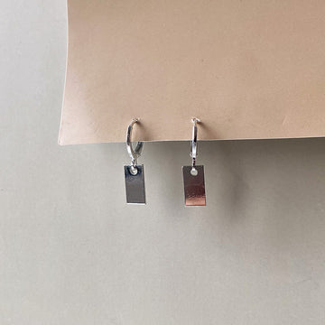 Minimalist Rectangle Drop Earrings - Silver (Anti-Tarnish)