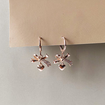Sweetheart Bow Earrings - RoseGold (Anti-Tarnish)