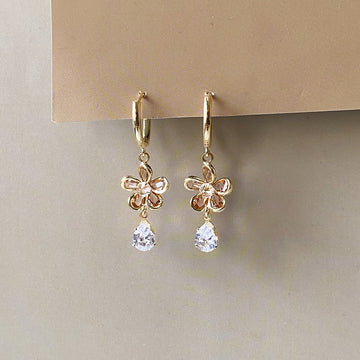 Floral Teardrop Earrings - Gold (Anti-Tarnish)
