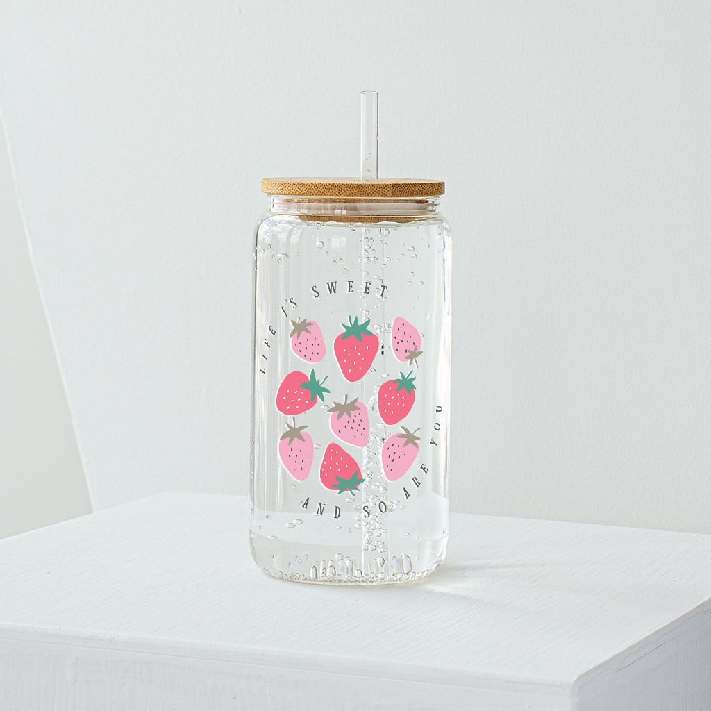 Strawberry Glass Tumbler - Clear 540 ml