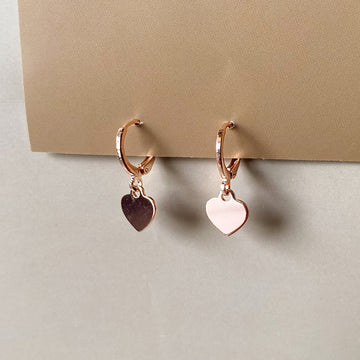 Mini Rosy Heart Drop Earrings - Rose Gold