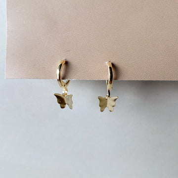 Butterfly Drop Hoop Earrings
