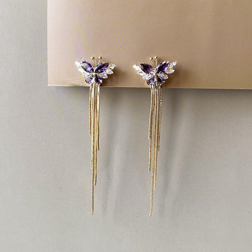 Butterfly Cascade Chain Earrings - Gold (Anti-Tarnish)