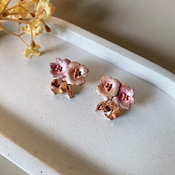 Blush Petal Crystal Earrings