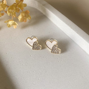 Ivory Love Heart Studs