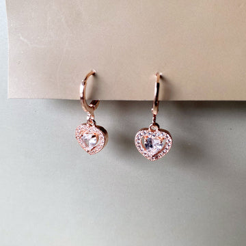 Sparkling Sweetheart Earrings - Rosegold