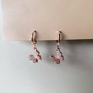 Glitter Flutter Earrings - Rosegold