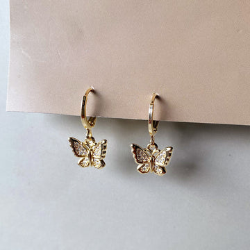 Golden Flutter Hoops Earrings
