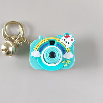 Aqua Rabbit Cute Camera Keychain with Picture Projector