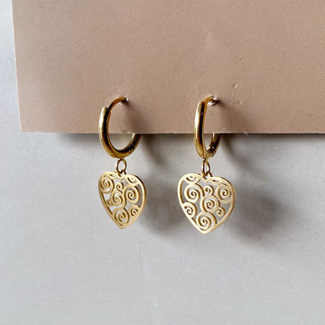 Filigree Heart Hoop Earrings