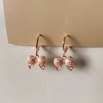 Mini Rosé Bow Hoop Earrings - RoseGold