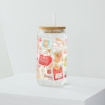 Christmas Stamp Colllection Glass Tumbler - Clear 540 ml