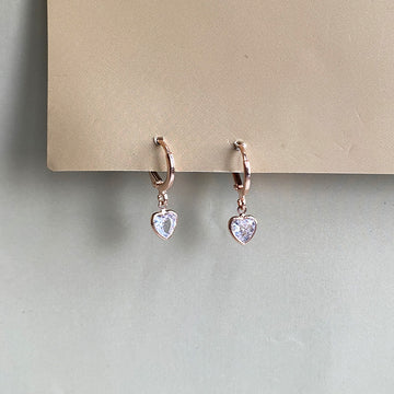 Mini Crystal Heart Earrings - RoseGold