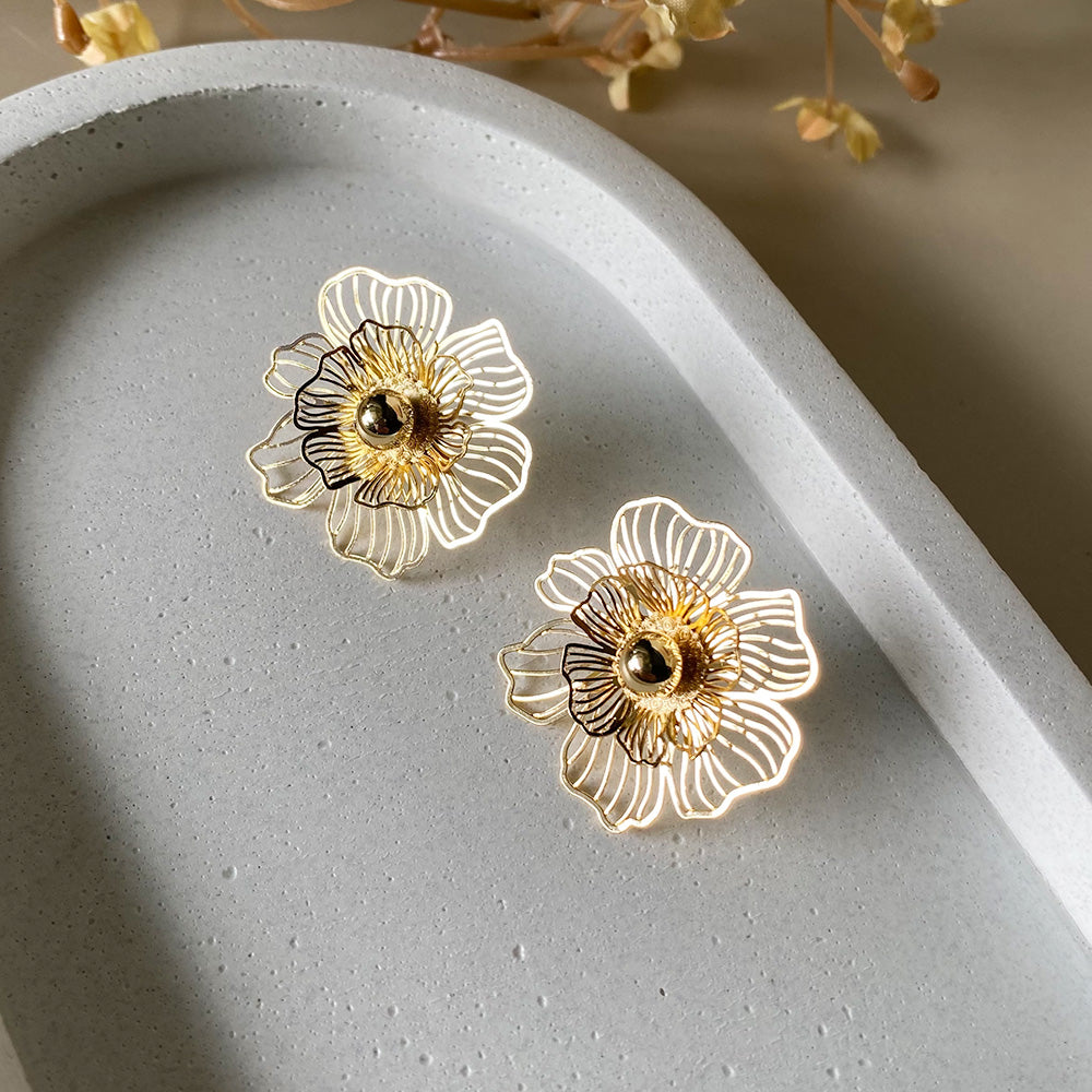 Golden Bloom Petal Studs Earrings
